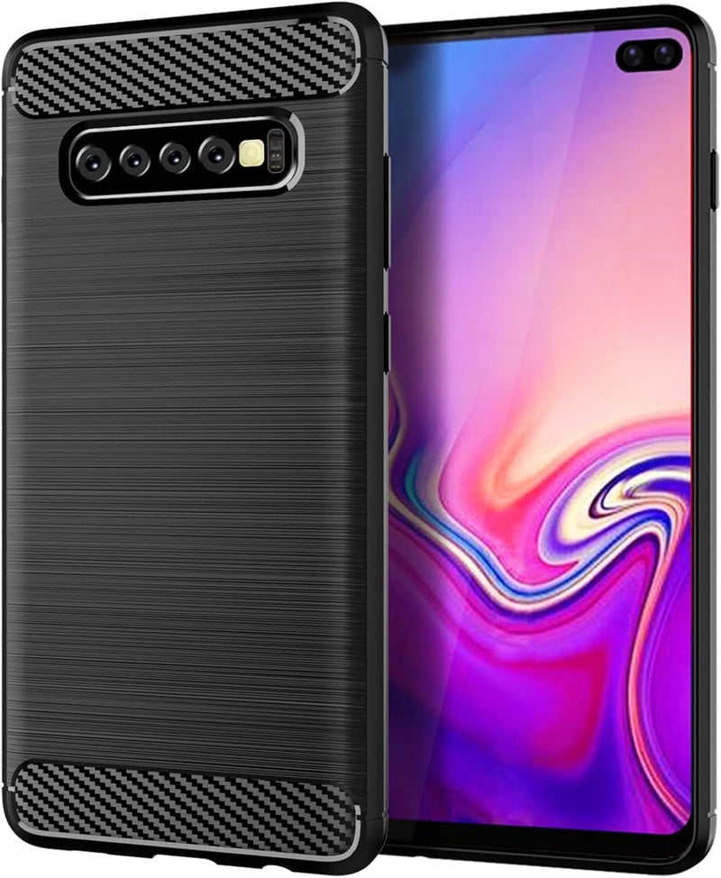 Aikcks for Samsung Galaxy S10+Plus 5G Phone case, Shockproof, Scratch Resistant Carbon Fiber Jacket, Soft TPU, for Galaxy S10+Plus 5G case (Black,) - Image 1